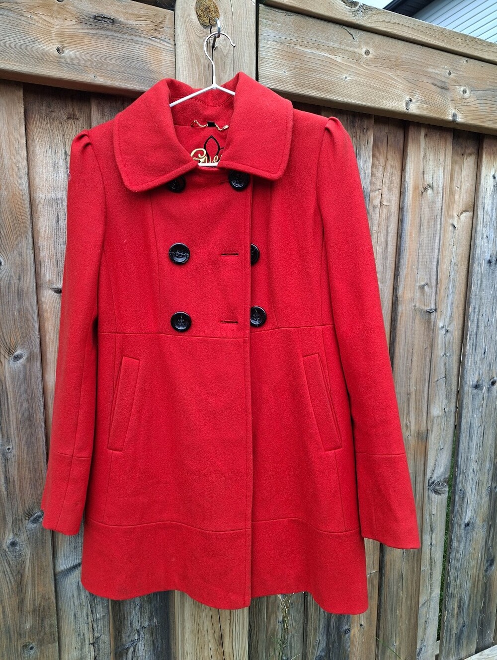 GUESS Red Wool Blend Double Breasted Peacoat Jacket Coat Size M Medium